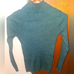 LOFT Green Cowl Neck Sweater with Ribbed Knit Size XS
